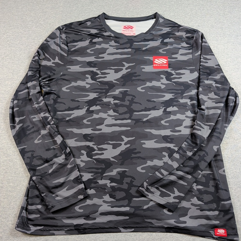Selkirk Sport Performance Tee Mens XL Gray Camo Long Sleeve Pickleball Shirt